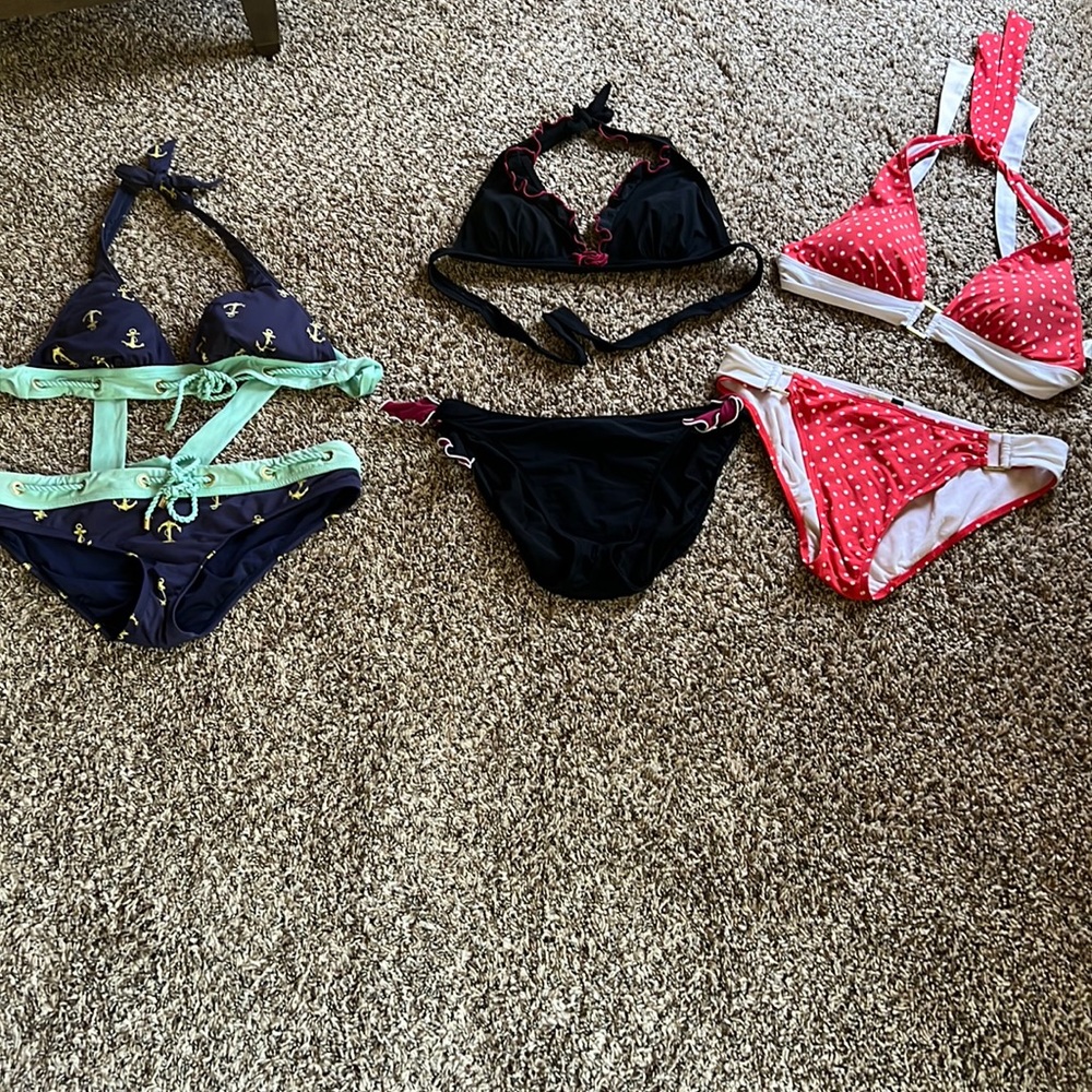 3 Bikinis. All good used condition.  No stains/rips.  Minimal fading.